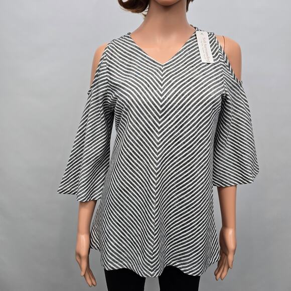 NWT Soft Surroundings Top Landfall Tunic Linen Blend Cold Shoulder PXS Petite XS - Picture 2 of 11